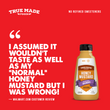 Load image into Gallery viewer, A promotional graphic for a bottle of True Made Foods Honey Mustard on a bright red background, with a large customer review quote in white text and the True Made Foods logo in the top left.

