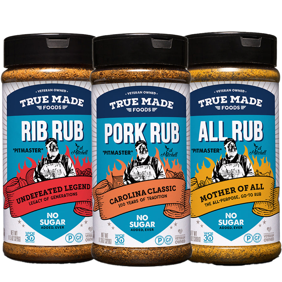 True Made Foods Ed Mitchell Western BBQ Variety Pack 3 Pack made with real vegetables and no added sugar.