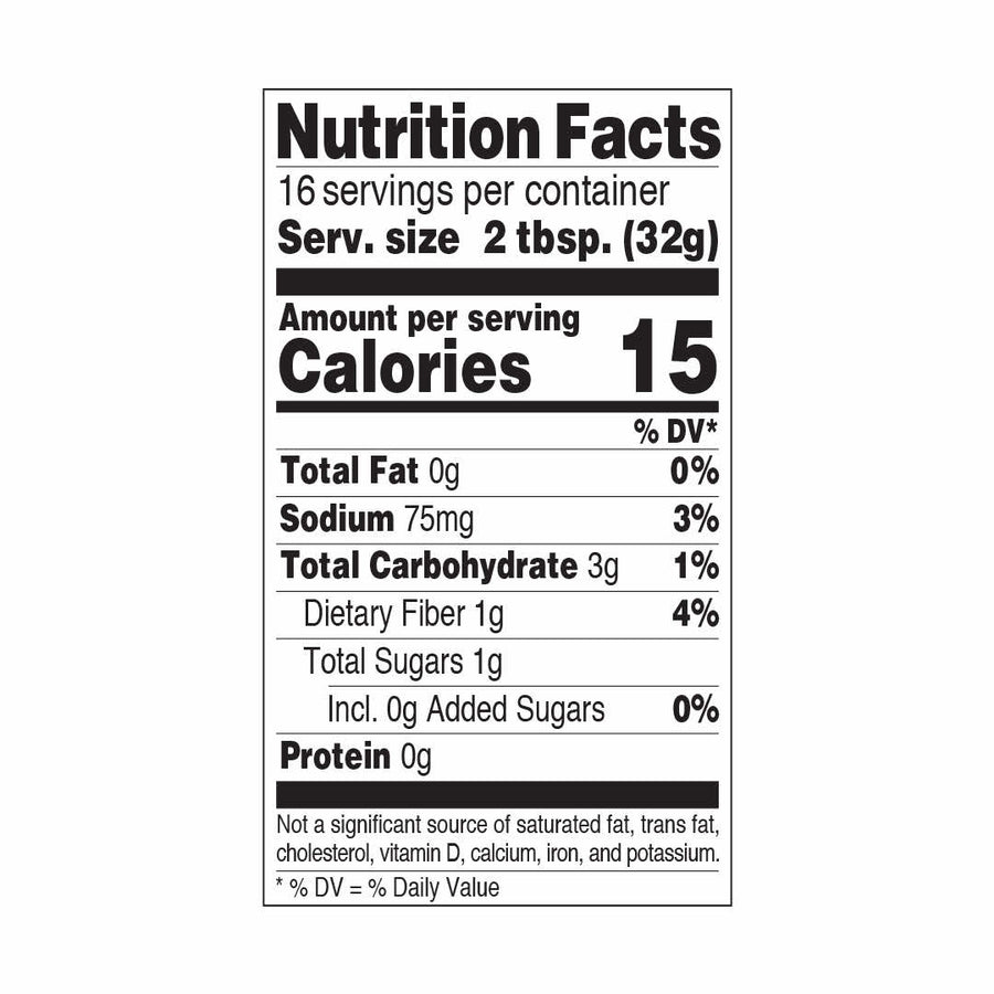 TrueMade Foods - Carolina Red Pitmaster BBQ Sauce - No Sugar - Nutrition Facts