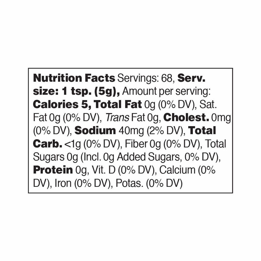 TMF Bavarian Mustard Nutrition Facts Label