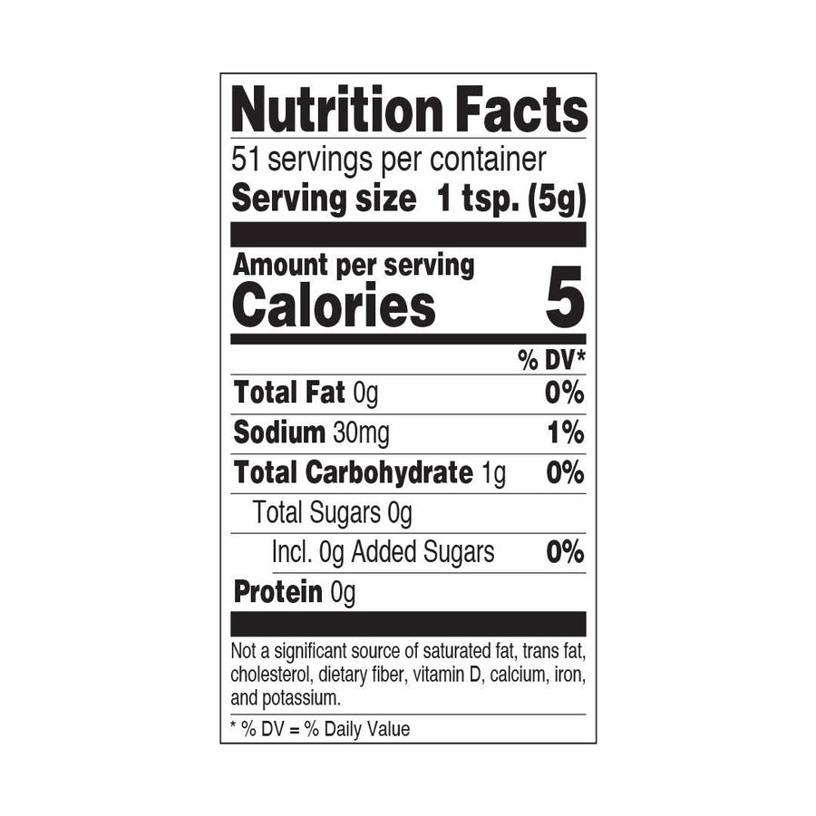 True Made Foods - No Sugar Sriracha, 9oz Glass Bottle - Nutrition Facts